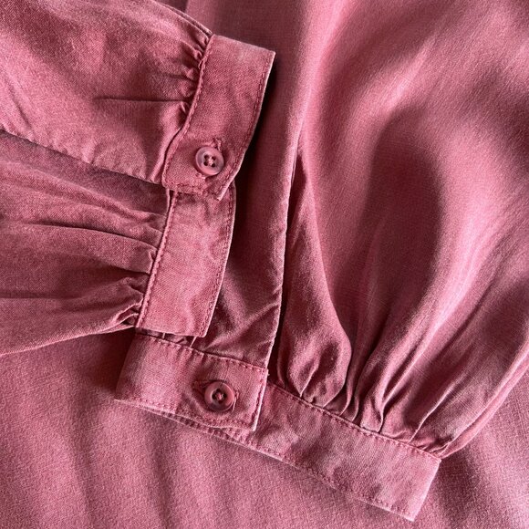 NWT Anthropologie Cloth & Stone Wine TENCEL Lyocell Blouse L Boho Fall Top - Picture 3 of 11